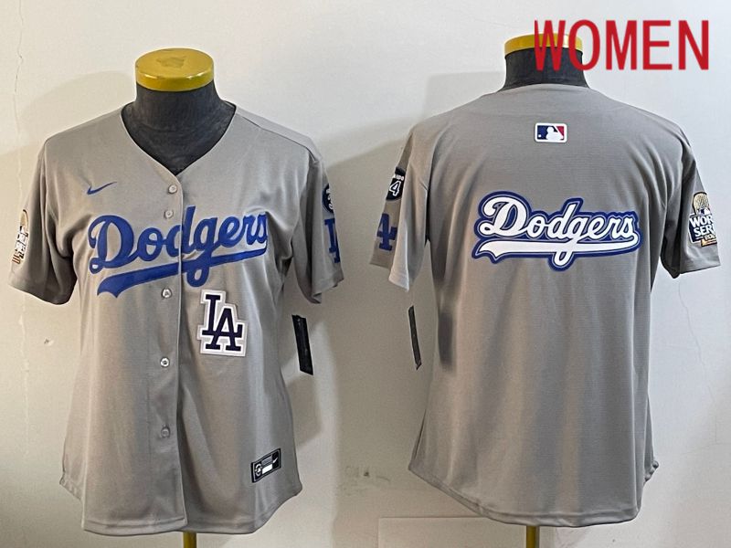 Women Los Angeles Dodgers Blank Grey Game 2024 Nike MLB Jersey style 12054->women mlb jersey->Women Jersey
